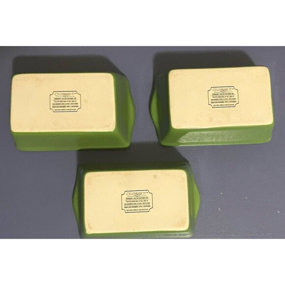 3 "Celebrate It "Ceramic Bakeware Dishes Loaf Pans Autumn Green Decor Holiday - Picture 7 of 13
